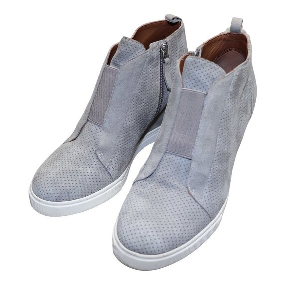 Linea Paolo Shoes - Linea Paolo Felicia Wedge Womens Size 7.5 Grey Perforated Suede Sneakers